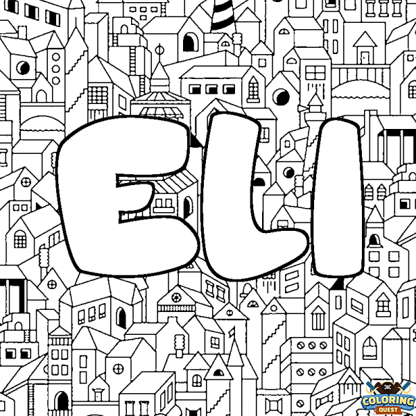 Coloring page first name ELI - City background