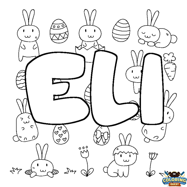 Coloring page first name ELI - Easter background