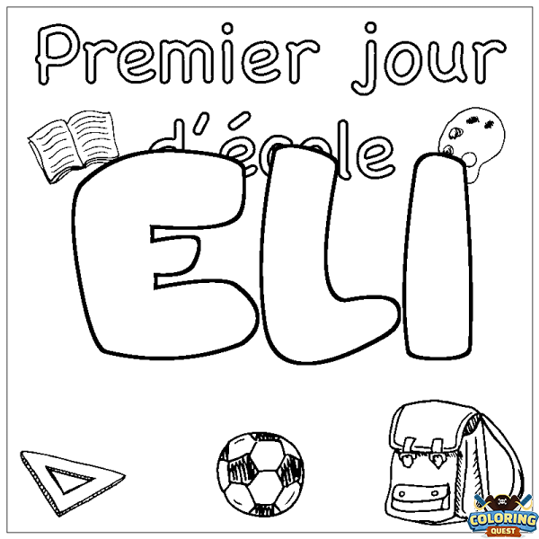 Coloring page first name ELI - School First day background