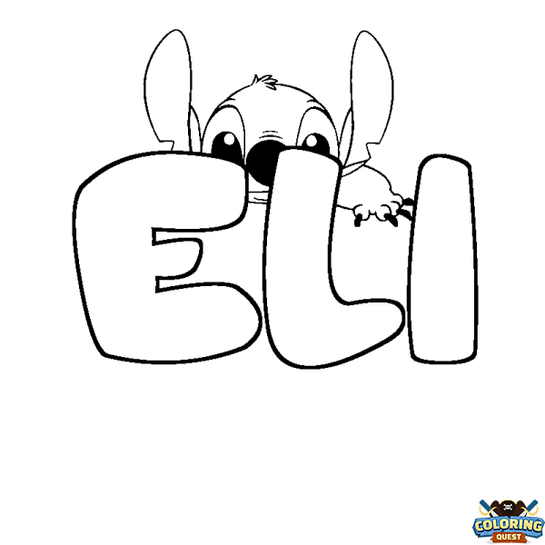 Coloring page first name ELI - Stitch background