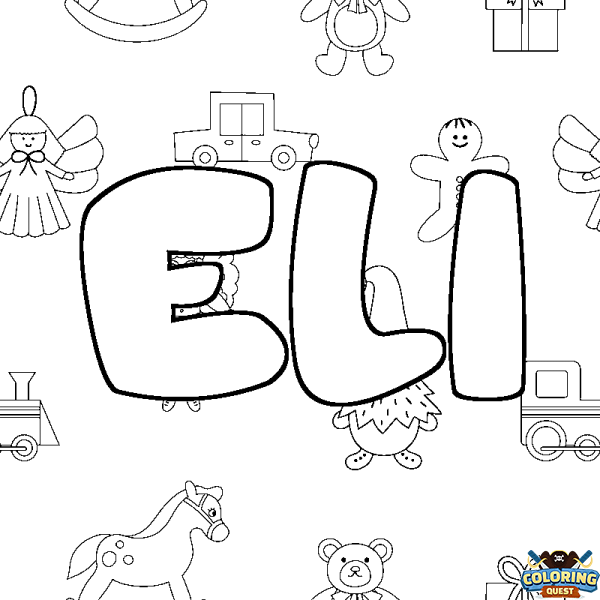 Coloring page first name ELI - Toys background