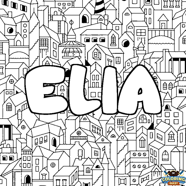 Coloring page first name ELIA - City background