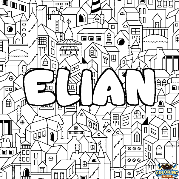 Coloring page first name ELIAN - City background