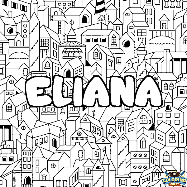 Coloring page first name ELIANA - City background