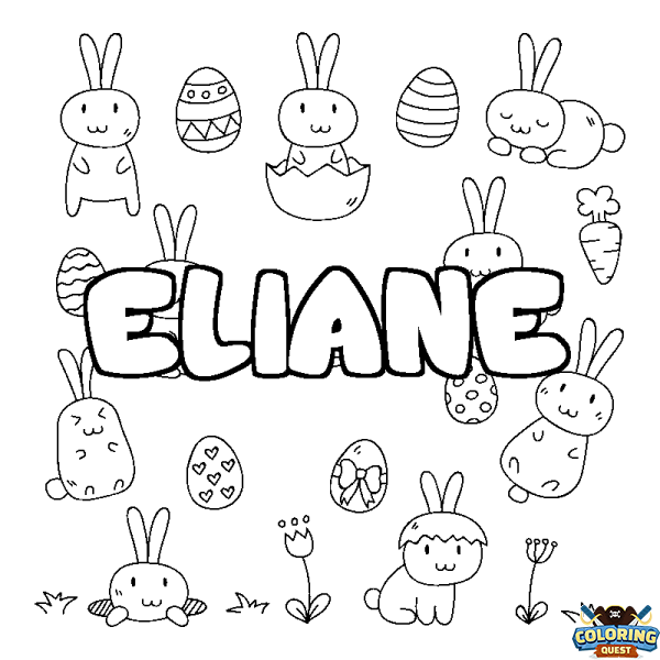 Coloring page first name ELIANE - Easter background