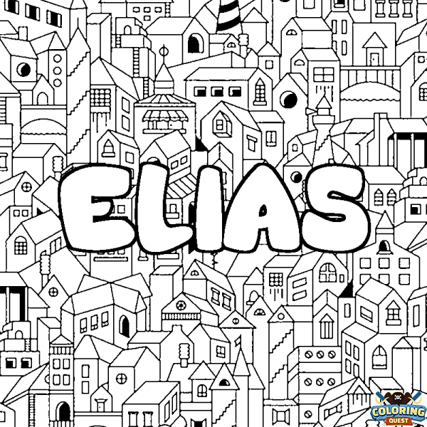 Coloring page first name ELIAS - City background