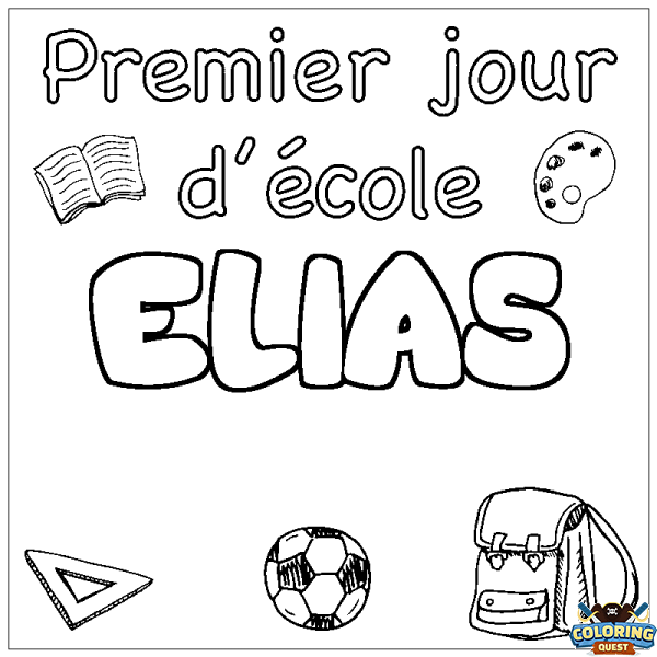 Coloring page first name ELIAS - School First day background