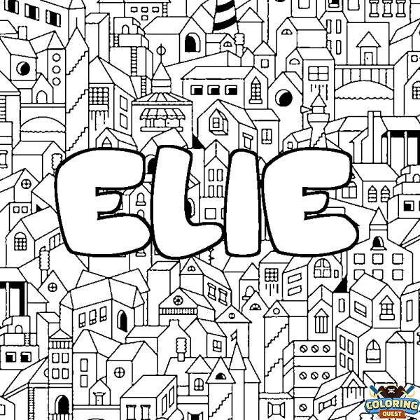 Coloring page first name ELIE - City background