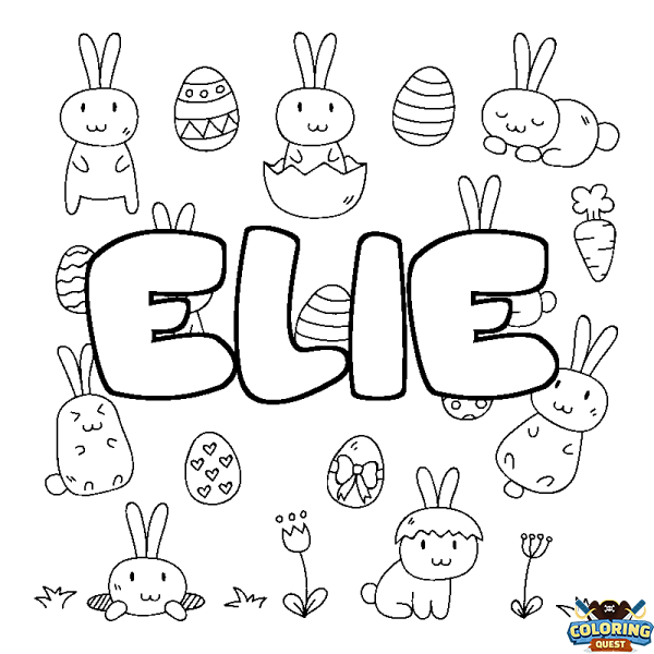 Coloring page first name ELIE - Easter background