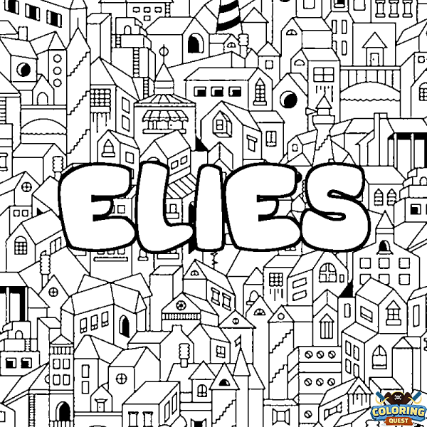 Coloring page first name ELIES - City background