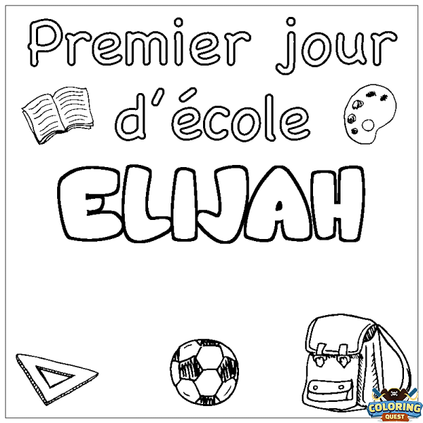 Coloring page first name ELIJAH - School First day background