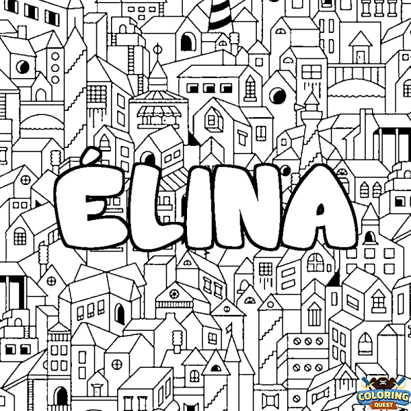 Coloring page first name &Eacute;LINA - City background