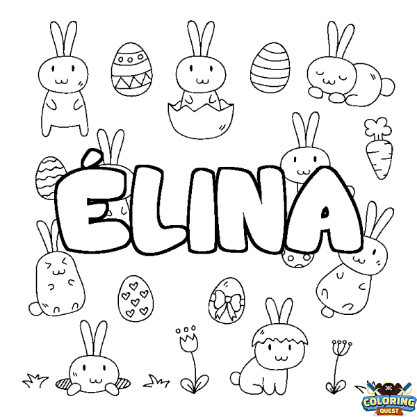 Coloring page first name &Eacute;LINA - Easter background