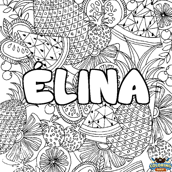 Coloring page first name &Eacute;LINA - Fruits mandala background