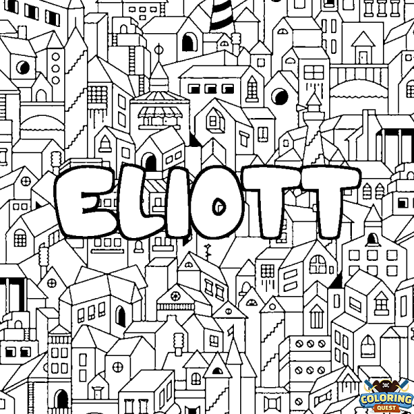 Coloring page first name ELIOTT - City background