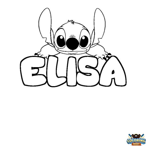 Coloring page first name ELISA - Stitch background