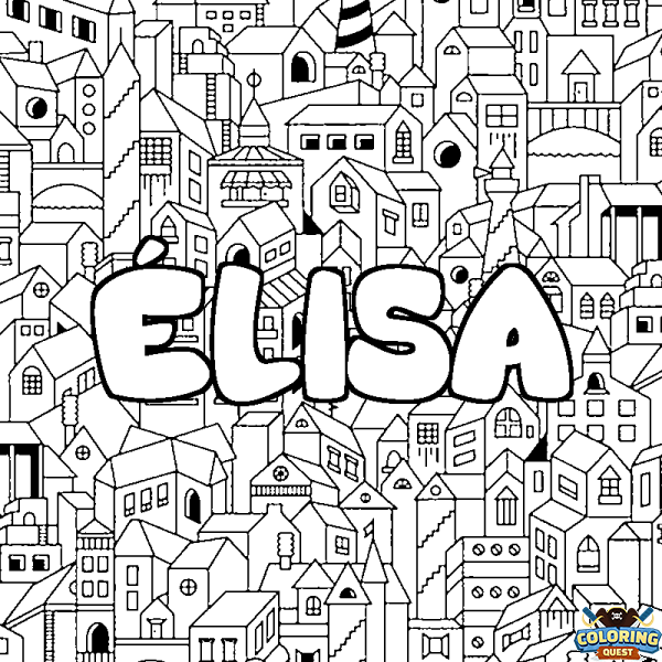 Coloring page first name &Eacute;LISA - City background