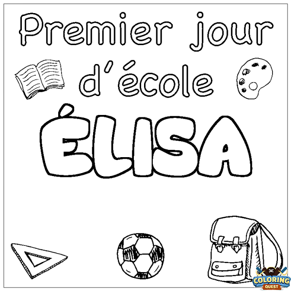 Coloring page first name &Eacute;LISA - School First day background