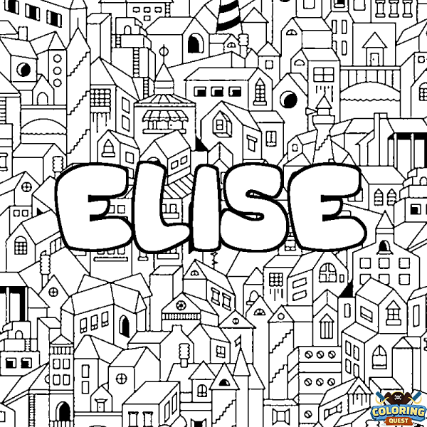 Coloring page first name ELISE - City background