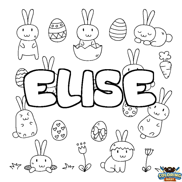 Coloring page first name ELISE - Easter background