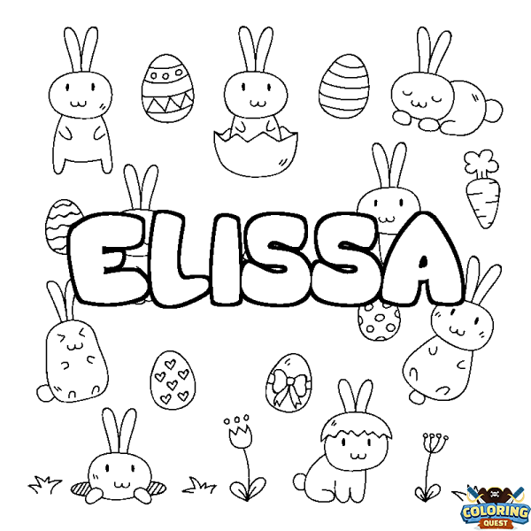 Coloring page first name ELISSA - Easter background