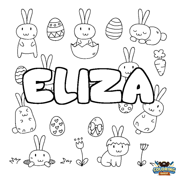 Coloring page first name ELIZA - Easter background