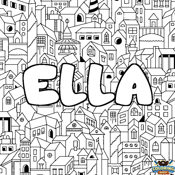 Coloring page first name ELLA - City background