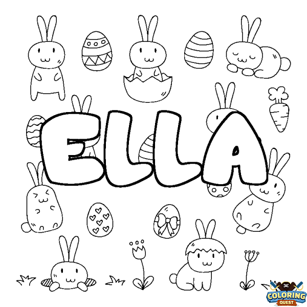 Coloring page first name ELLA - Easter background