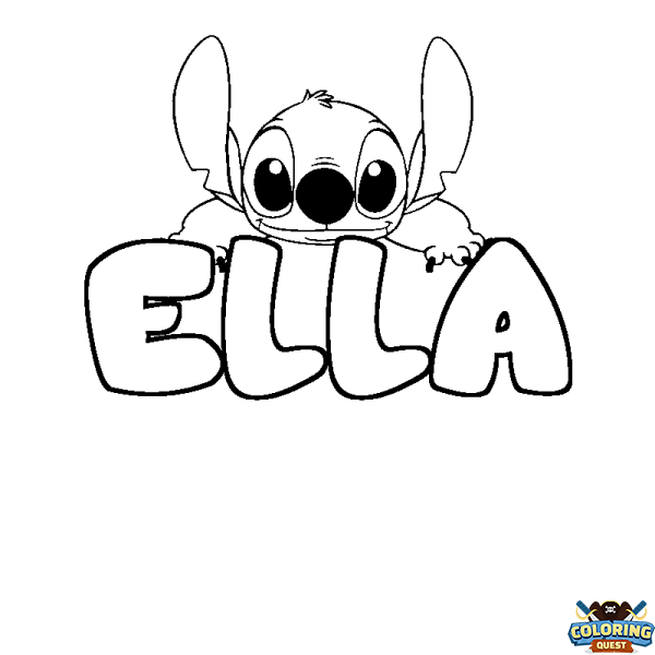 Coloring page first name ELLA - Stitch background