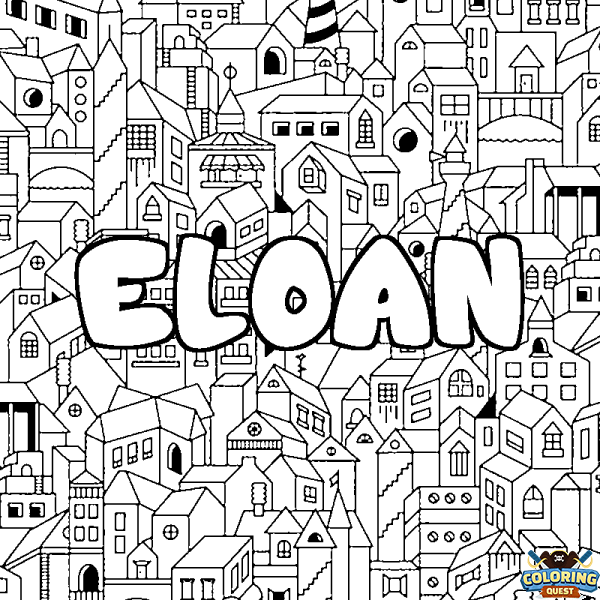 Coloring page first name ELOAN - City background
