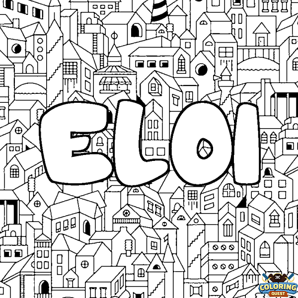 Coloring page first name ELOI - City background