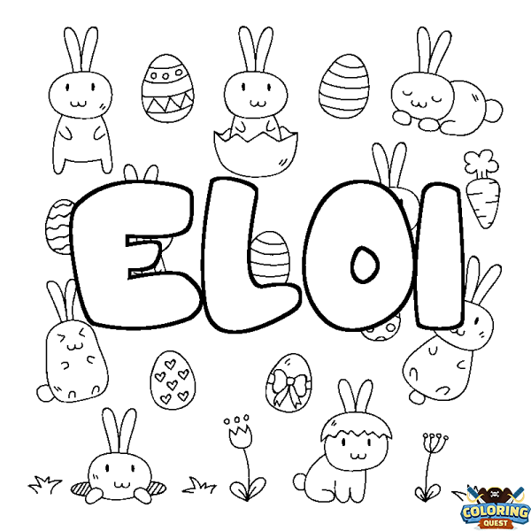 Coloring page first name ELOI - Easter background
