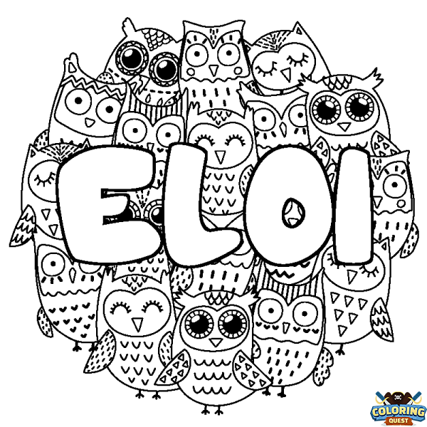 Coloring page first name ELOI - Owls background