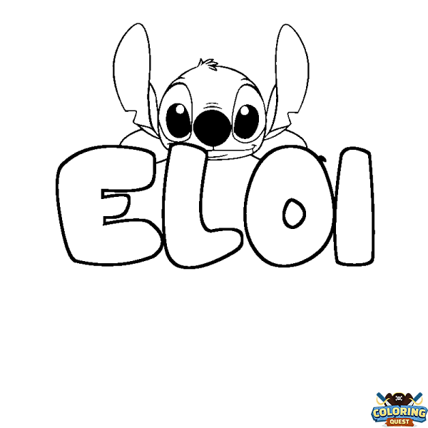 Coloring page first name ELOI - Stitch background