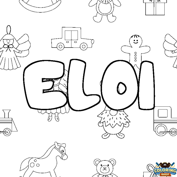 Coloring page first name ELOI - Toys background
