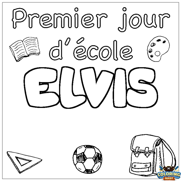 Coloring page first name ELVIS - School First day background
