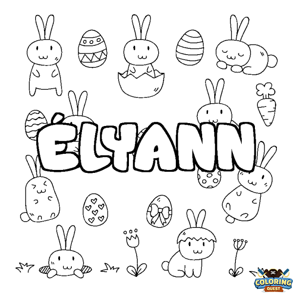Coloring page first name &Eacute;LYANN - Easter background