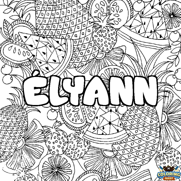 Coloring page first name &Eacute;LYANN - Fruits mandala background