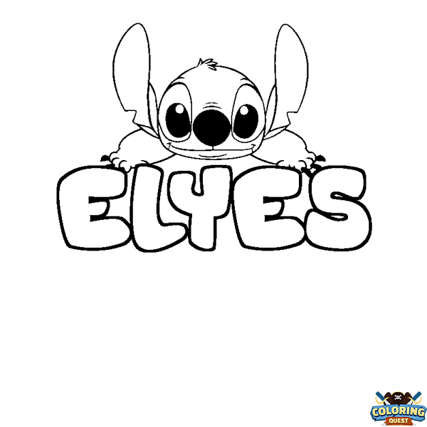 Coloring page first name ELYES - Stitch background