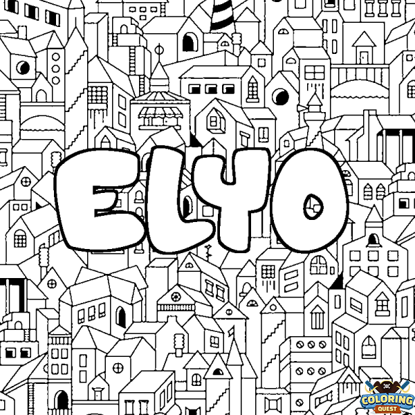 Coloring page first name ELYO - City background