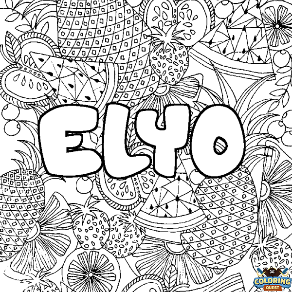 Coloring page first name ELYO - Fruits mandala background