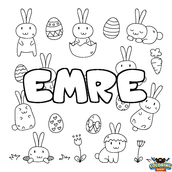Coloring page first name EMRE - Easter background