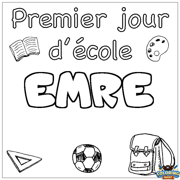 Coloring page first name EMRE - School First day background