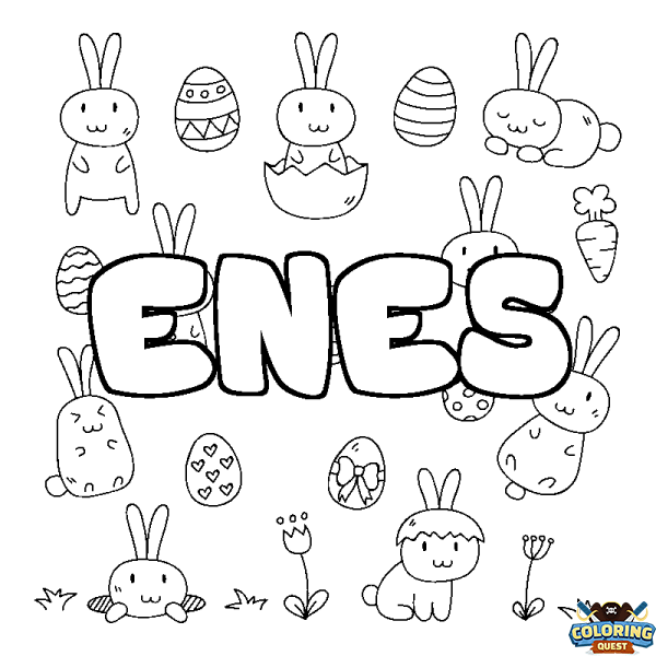 Coloring page first name ENES - Easter background