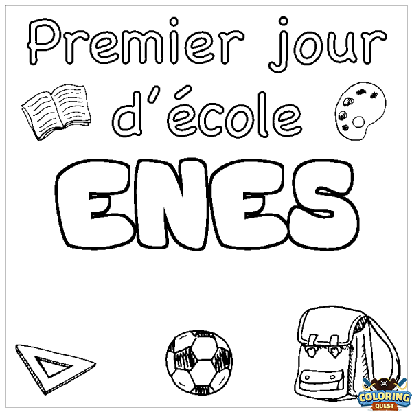 Coloring page first name ENES - School First day background