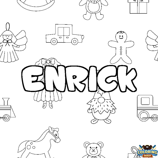 Coloring page first name ENRICK - Toys background