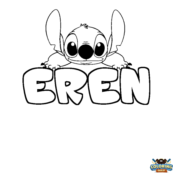 Coloring page first name EREN - Stitch background