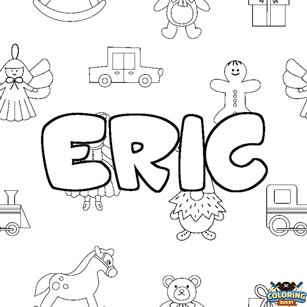 Coloring page first name ERIC - Toys background