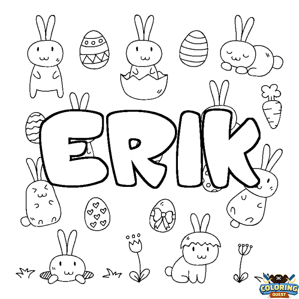 Coloring page first name ERIK - Easter background
