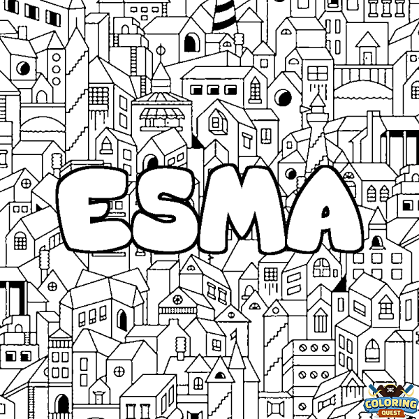 Coloring page first name ESMA - City background